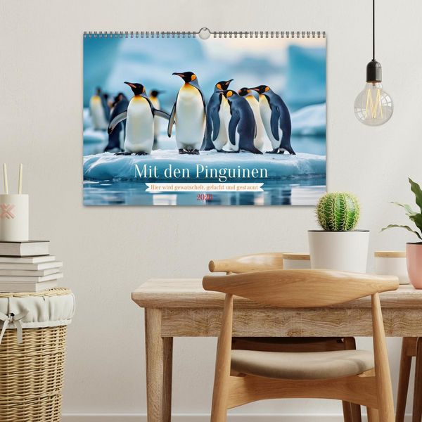 Produktbild: Mit den Pinguinen (Wandkalender 2026 DIN A3 quer), CALVENDO Monatskalender