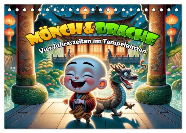 Produktbild: M&ouml;nch und Drache: Vier Jahreszeiten im Tempelgarten (Tischkalender 2026 DIN A5 quer), CALVENDO Monatskalender