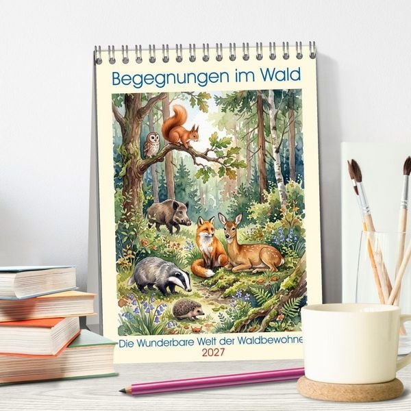 Produktbild: Begegnungen im Wald (Tischkalender 2027 DIN A5 hoch), CALVENDO Monatskalender