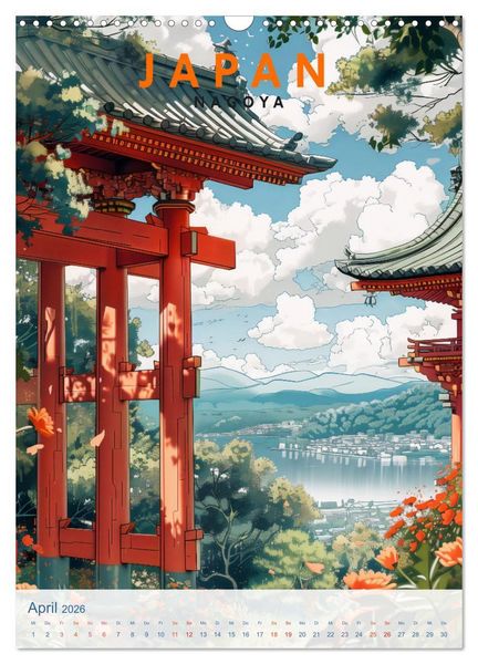 Produktbild: Japan - Old School Poster Style (Wandkalender 2026 DIN A3 hoch), CALVENDO Monatskalender