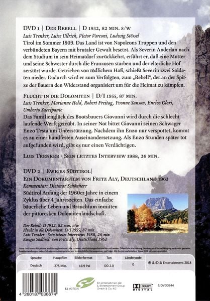 Produktbild: Wunderbares S&uuml;dtirol (3 Filme) [2 DVDs]
