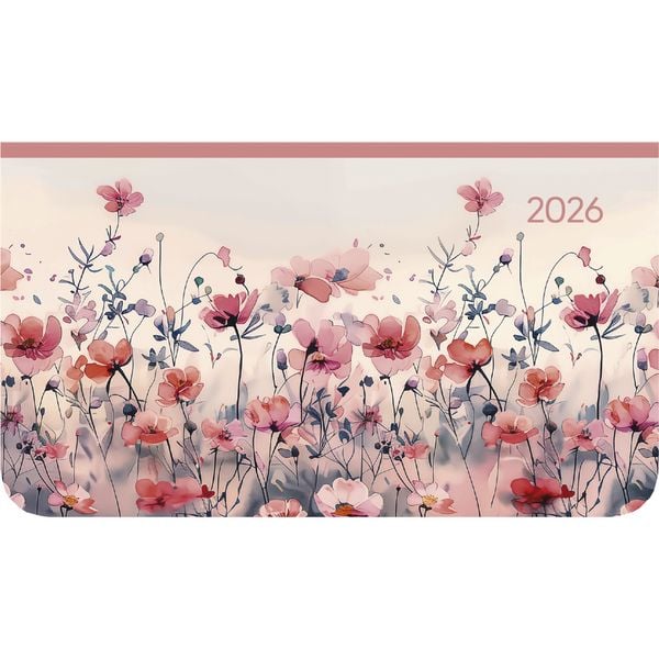 Produktbild: Ladytimer Pad Flower Field 2026 - Taschen-Kalender 15,6x9 cm - Blumen - Weekly - 128 Seiten - Notiz-Buch - Alpha Edition