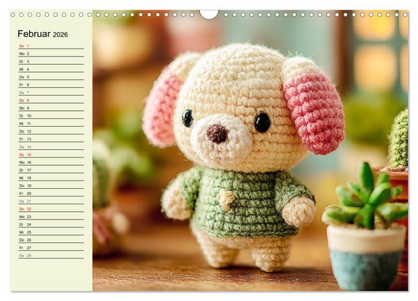 Produktbild: Kleine Freunde aus Wolle. Zauberhaft geh&auml;kelte Tierchen (Wandkalender 2026 DIN A3 quer), CALVENDO Monatskalender