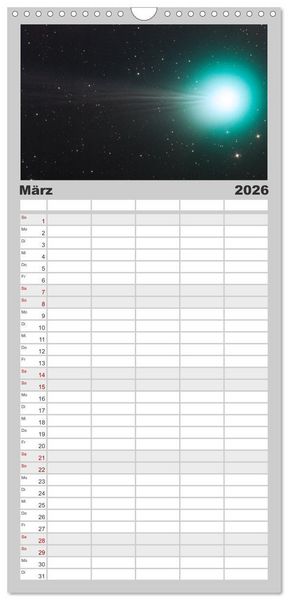 Produktbild: Familienplaner 2026 - Farbiges Weltall mit 5 Spalten (Wandkalender, 21 x 45 cm) CALVENDO