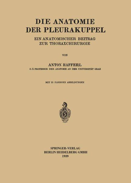 Die Anatomie der Pleurakuppel, Taschenbuch von Anton Hafferl, Springer Berlin, 9783662324790