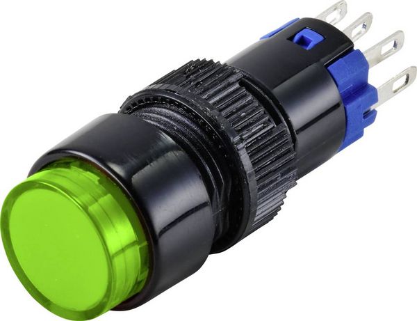 Produktbild: TRU COMPONENTS TC-9428064 LAS2Y-11/G/12V Drucktaster 250 V 3 A 1 x Aus/(Ein) tastend Gr&uuml;n IP40 1 St.