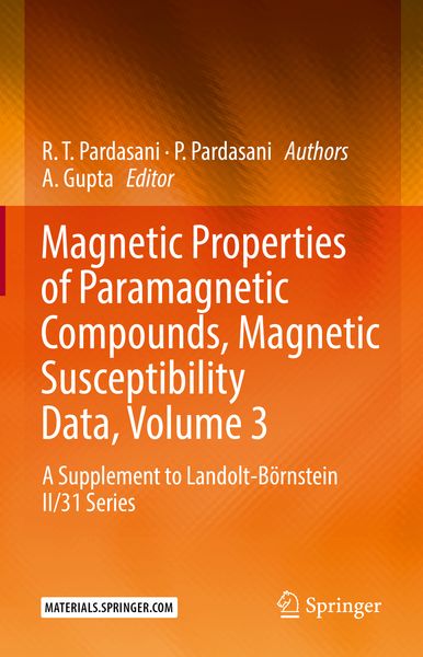 Produktbild: Magnetic Properties of Paramagnetic Compounds, Magnetic Susceptibility Data, Volume 3