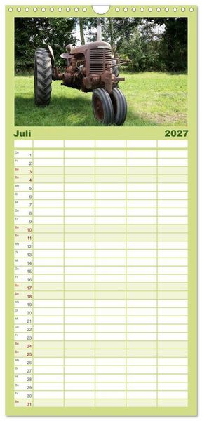 Produktbild: Familienplaner 2027 - Rostige alte Traktoren mit 5 Spalten (Wandkalender, 21 x 45 cm) CALVENDO