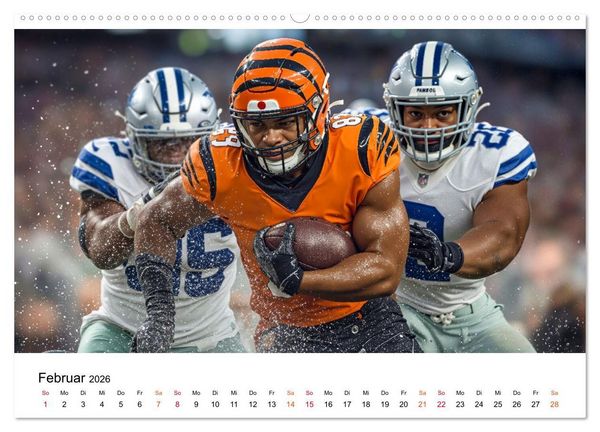Produktbild: American Football - Touchdown durchs Jahr (hochwertiger Premium Wandkalender 2026 DIN A2 quer), Kunstdruck in Hochglanz