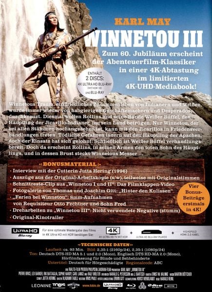 Produktbild: Winnetou 3 - Mediabook - LImited Edtion (4K Ultra HD) (+ Blu-ray)