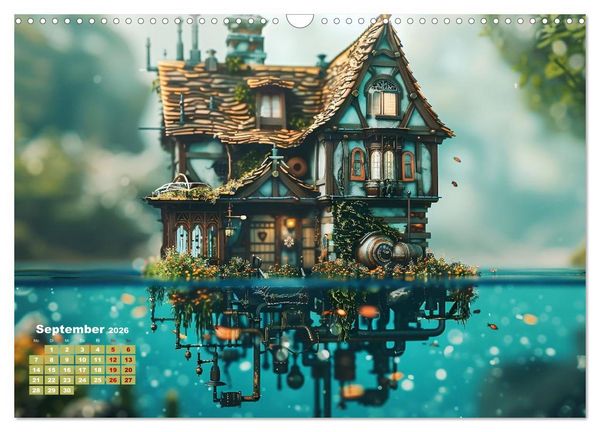 Produktbild: Miniaturwelt Faszinierend winzige H&auml;user im Steampunk-Stil (Wandkalender 2026 DIN A3 quer), CALVENDO Monatskalender