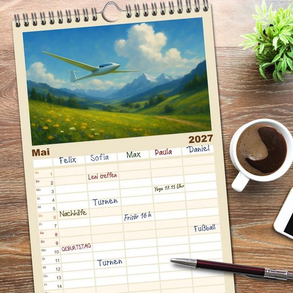 Produktbild: Familienplaner 2027 - Wind bewegt die Welt mit 5 Spalten (Wandkalender, 21 x 45 cm) CALVENDO