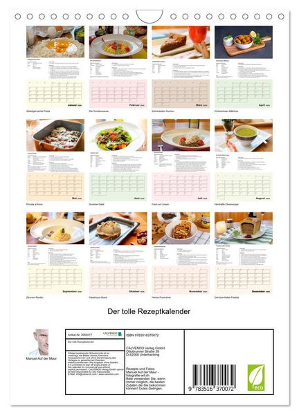 Produktbild: Der tolle Rezeptkalender (Wandkalender 2026 DIN A4 hoch), CALVENDO Monatskalender