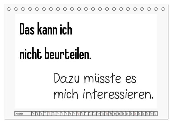 Produktbild: Typo-Kalender f&uuml;r das B&uuml;ro. Sarkasmus und fiese Spr&uuml;che (Tischkalender 2026 DIN A5 quer), CALVENDO Monatskalender