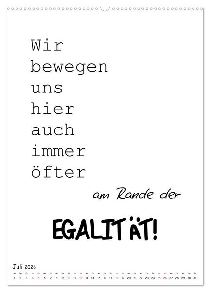 Produktbild: Typo-Kalender f&uuml;r das B&uuml;ro. Gemeine und lustige Spr&uuml;che (hochwertiger Premium Wandkalender 2026 DIN A2 hoch), Kunstdruck in Hochglanz