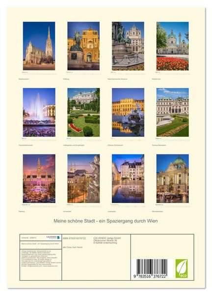 Produktbild: Meine sch&ouml;ne Stadt - ein Spaziergang durch Wien (Wandkalender 2026 DIN A4 hoch), CALVENDO Monatskalender