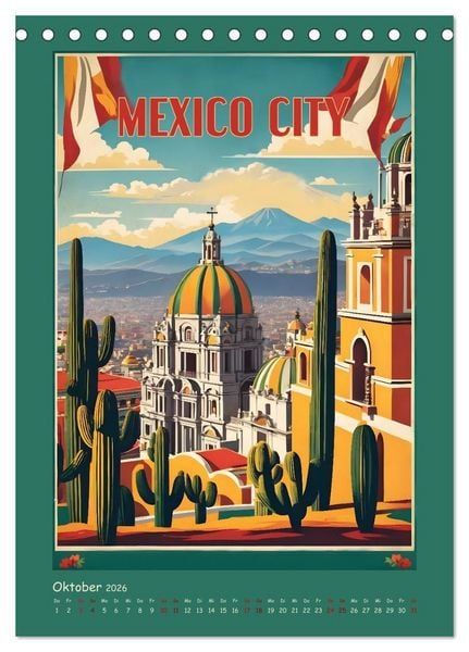 Produktbild: City Travel Poster - nostalgische St&auml;dtereise um die Welt (Tischkalender 2026 DIN A5 hoch), CALVENDO Monatskalender