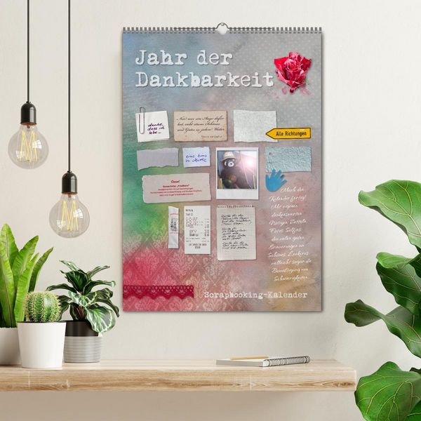 Produktbild: Jahr der Dankbarkeit &ndash; Scrapbooking-Kalender (Wandkalender 2026 DIN A2 hoch), CALVENDO Monatskalender
