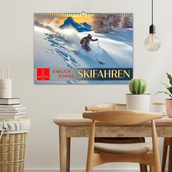 Produktbild: Skifahren - endlich Schnee (Wandkalender 2026 DIN A3 quer), CALVENDO Monatskalender