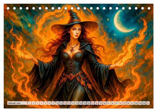 Produktbild: Mystische Hexen - Magische Frauen und finstere N&auml;chte (Tischkalender 2026 DIN A5 quer), CALVENDO Monatskalender