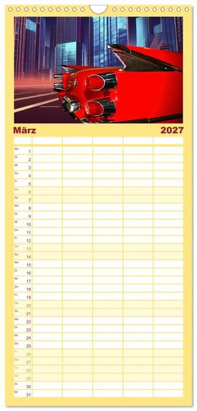 Produktbild: Familienplaner 2027 - US Classic Cars im Jet-Age mit 5 Spalten (Wandkalender, 21 x 45 cm) CALVENDO