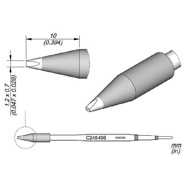 JBC Tools C245406 Lötspitze Meißelform, gerade Spitzen-Größe 0.7mm Inhalt 1St.