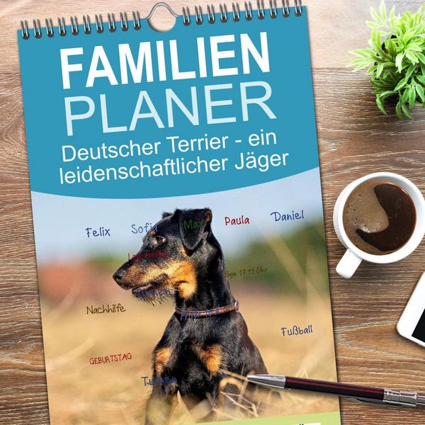 Produktbild: Familienplaner 2026 - Deutscher Terrier - ein leidenschaftlicher J&auml;ger mit 5 Spalten (Wandkalender, 21 x 45 cm) CALVENDO