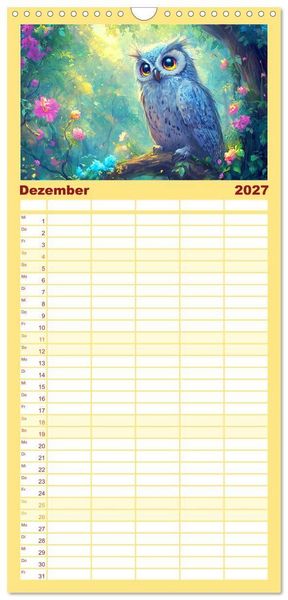 Produktbild: Familienplaner 2027 - Willkommen im Wunderwald. Zauberhafte Abenteuer mit tierischen Freunden mit 5 Spalten (Wandkalender, 21 x 45 cm) CALVENDO