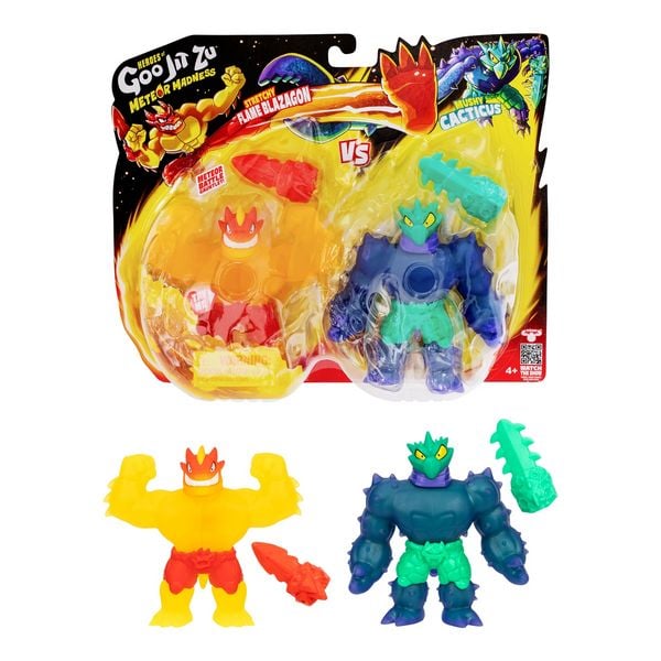 HEROES of Goo Jit Zu Spielfiguren Meteor Madness Flame Blazagon vs. Cacticus
