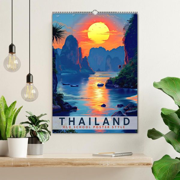Produktbild: Thailand - Old School Poster Style (Wandkalender 2026 DIN A2 hoch), CALVENDO Monatskalender