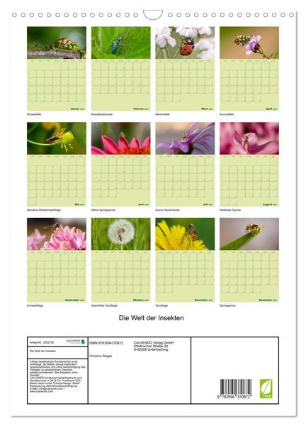 Produktbild: Die Welt der Insekten (Wandkalender 2027 DIN A3 hoch), CALVENDO Monatskalender
