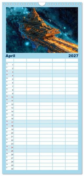 Produktbild: Familienplaner 2027 - Raumschiffe - Im Universum durch Raum und Zeit mit 5 Spalten (Wandkalender, 21 x 45 cm) CALVENDO