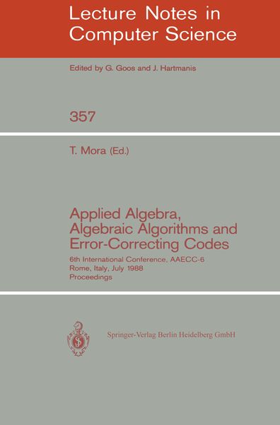 Produktbild: Applied Algebra, Algebraic Algorithms and Error-Correcting Codes