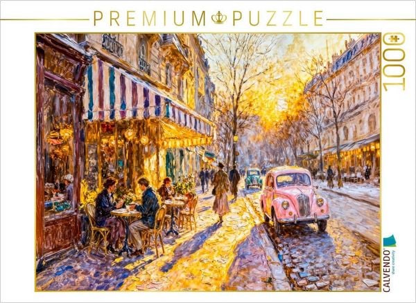 CALVENDO Puzzle Erste Sonnenstrahlen im Außencafé Impressionistisches Puzzle | 1000 Teile Lege-Größe 64x48cm Foto-Puzzle für glückliche Stunden