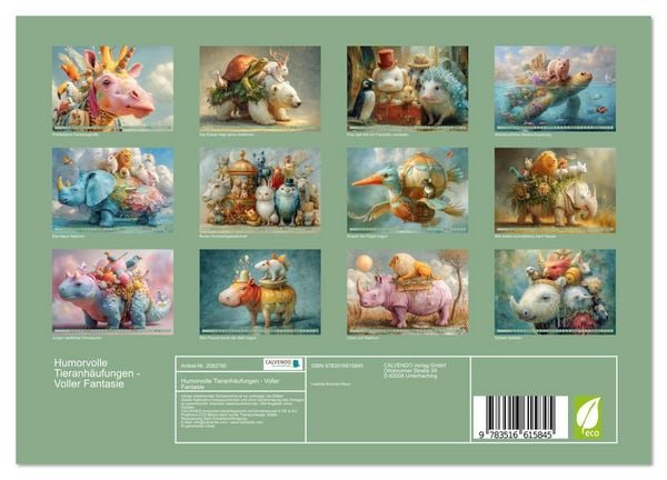 Produktbild: Humorvolle Tieranh&auml;ufungen - Voller Fantasie (Wandkalender 2026 DIN A4 quer), CALVENDO Monatskalender