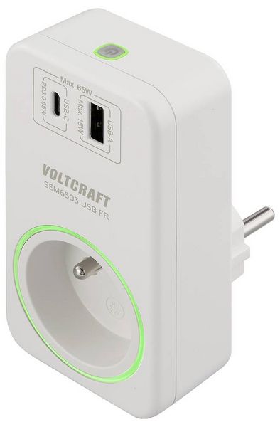 Produktbild: VOLTCRAFT SEM6503 FR Energiekosten-Messger&auml;t USB-Schnittstelle, inkl. Funksteckdose, Datenexport, Datenloggerfunktion