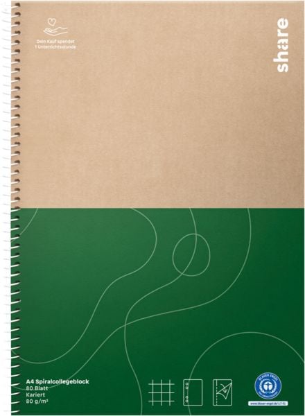 Produktbild: share Collegeblock A4 kariert 80 Blatt