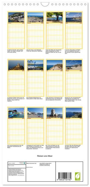 Produktbild: Familienplaner 2026 - Reisen ans Meer mit 5 Spalten (Wandkalender, 21 x 45 cm) CALVENDO