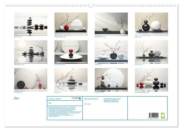 Produktbild: Zen (Wandkalender 2026 DIN A2 quer), CALVENDO Monatskalender