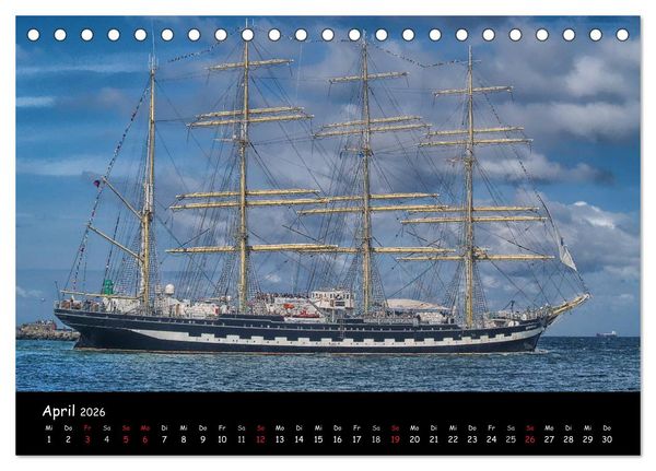 Produktbild: Windjammer vor Warnem&uuml;nde (Tischkalender 2026 DIN A5 quer), CALVENDO Monatskalender