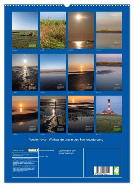 Produktbild: Westerhever - Wattwanderung in den Sonnenuntergang (hochwertiger Premium Wandkalender 2027 DIN A2 hoch), Kunstdruck in Hochglanz