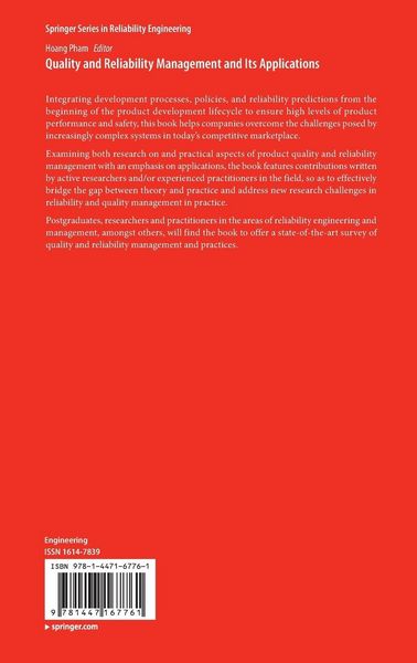 Produktbild: Quality and Reliability Management and Its Applications
