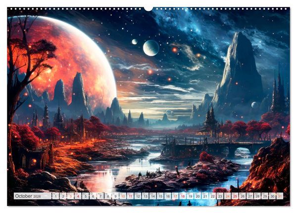 Produktbild: SCIENCE FICTION Life on distant planets (High Quality Premium Wall Calendar 2026 DIN A2 landscape),CALVENDO 12 Month Wall Calendar