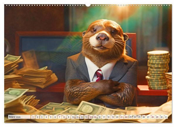 Produktbild: Flei&szlig;ige Otter - Wer h&auml;tte nicht gerne einen niedlichen Otter auf der Arbeit (hochwertiger Premium Wandkalender 2026 DIN A2 quer), Kunstdruck in Hochglanz