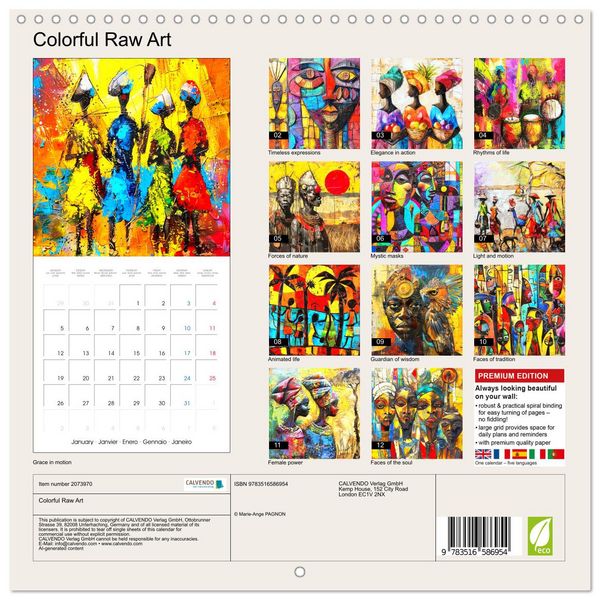 Produktbild: Colorful Raw Art (Wall Calendar 2026 12 &times; 12 Inch) CALVENDO 12 Month Wall Calendar
