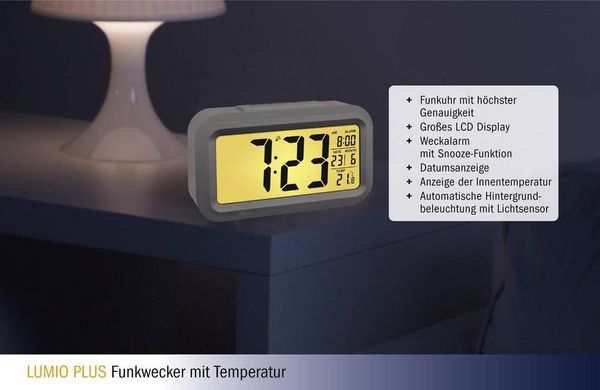Produktbild: TFA Dostmann 60.2553.02 Funk Wecker Silber, Wei&szlig; Alarmzeiten 1