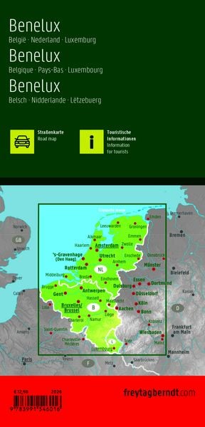 Produktbild: Freytag & berndt Stra&szlig;enkarte Benelux, Belgien - Niederlande - Luxemburg 1:500.000