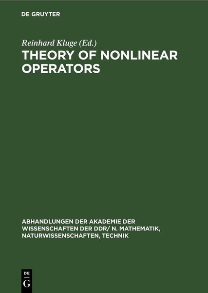 Produktbild: Theory of Nonlinear Operators