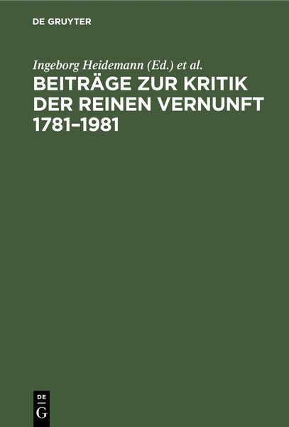 Produktbild: Beitr&auml;ge zur Kritik der reinen Vernunft 1781-1981