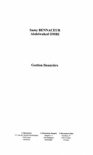 Produktbild: Gestion financiere